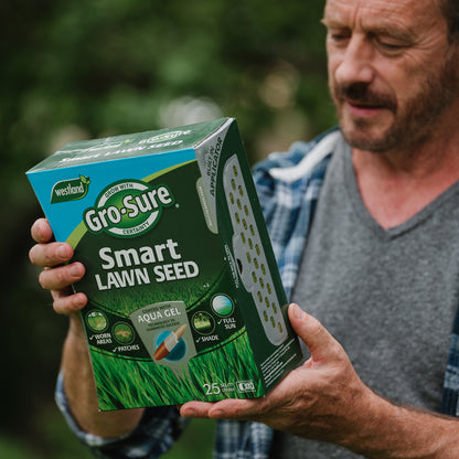 Gro-Sure Smart Seed 25m² being held by a man