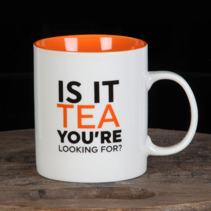 White and orange mug