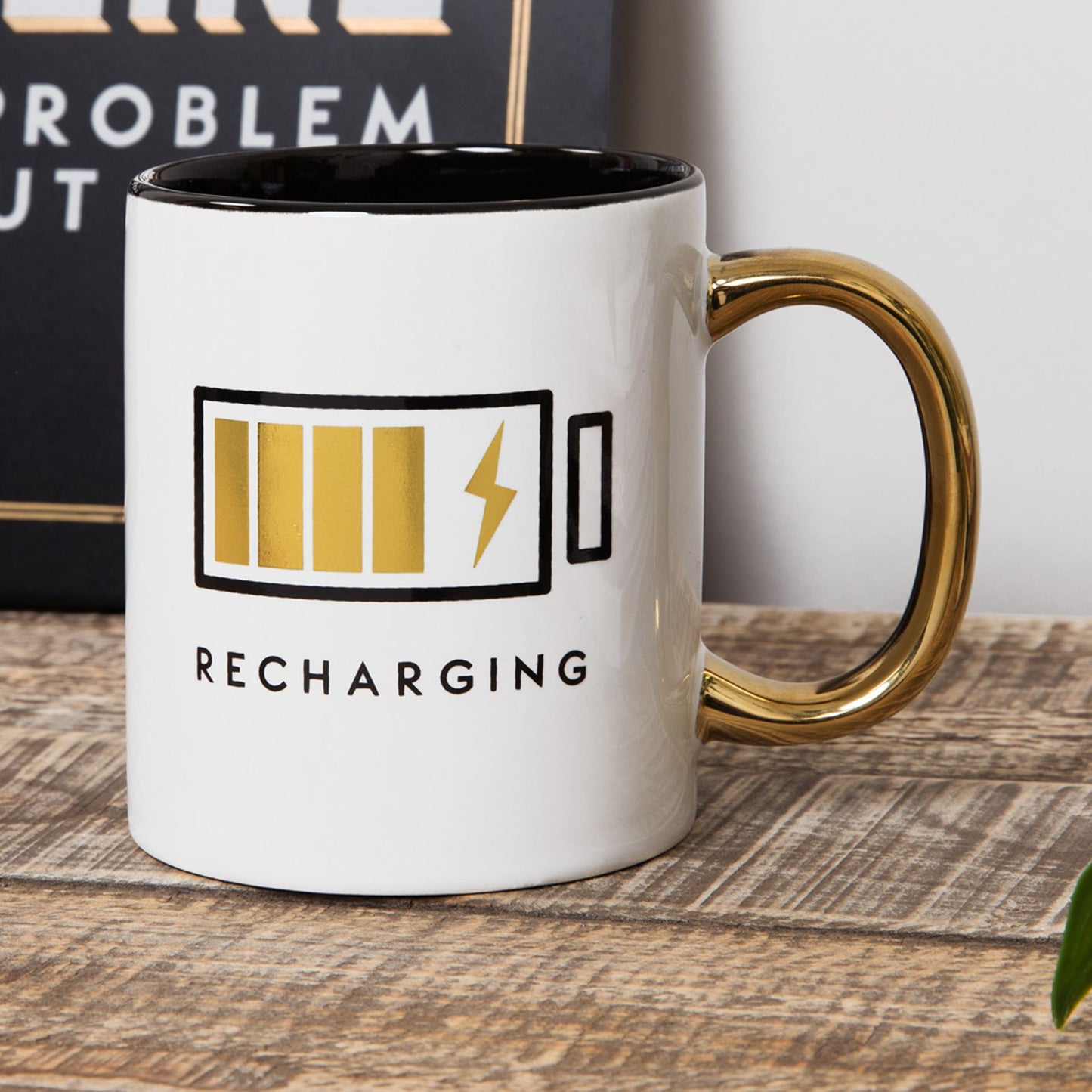 White and gold mug