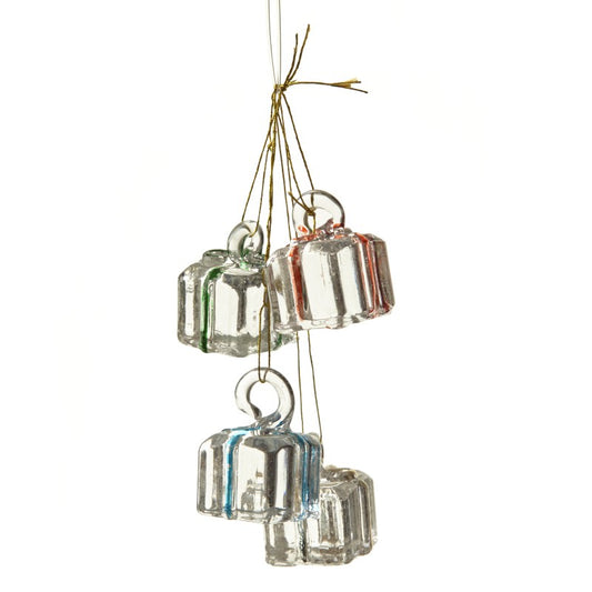 Hanging glass lanterns on a white background