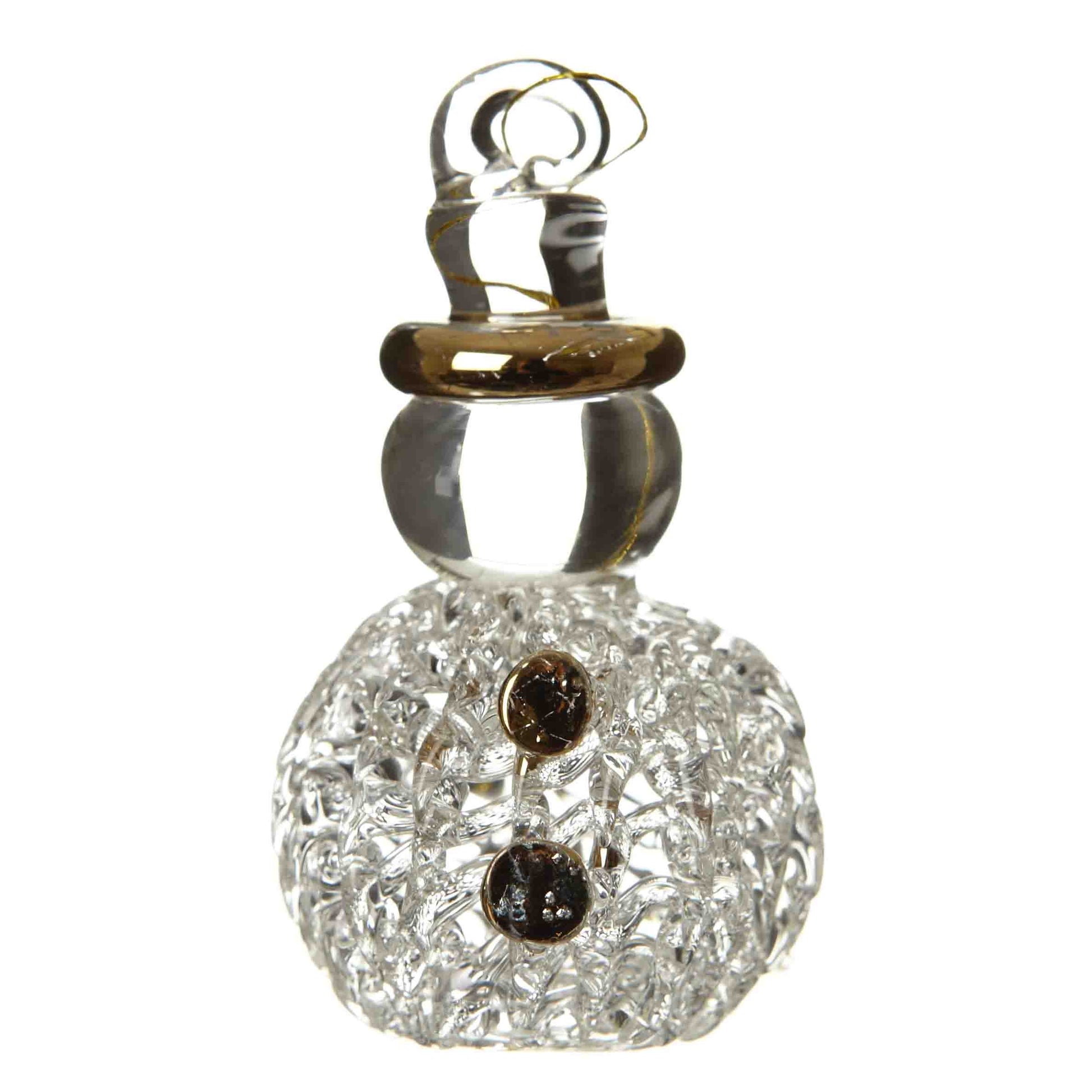 Decorative glass bottle with a silver cap on a white background
