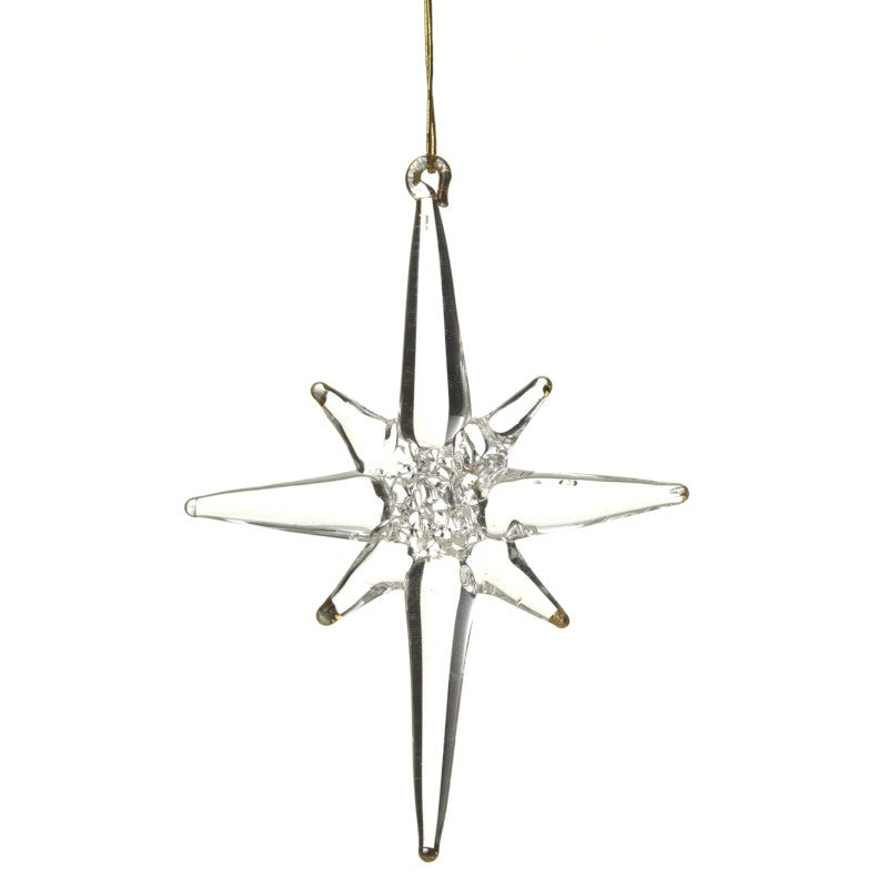Decorative star-shaped ornament with a central gem on a white background