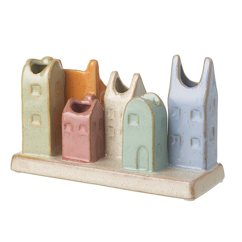 Multi Colour House Vases On Plaque