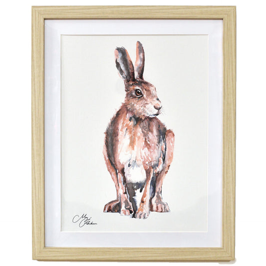 Framed artwork of a rabbit on a white background
