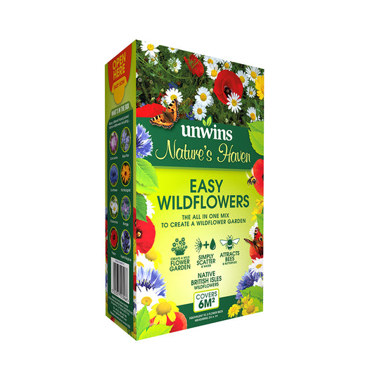 Unwins Nature's Haven Easy Wildflowers packaging on a white background