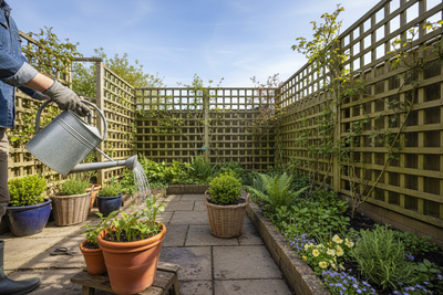 Smaller garden. Less bloomed flowers