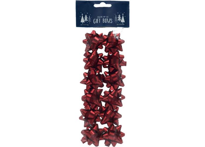 Red Foil Gift Bows Pack of 12