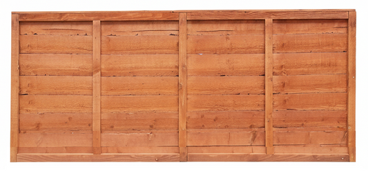 A rectangular wooden garden fence panel with horizontal slats, shown against a plain white background.