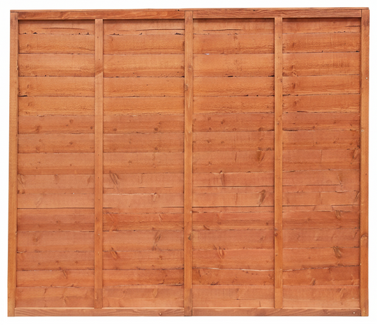 A square wooden fence panel with horizontal slats and vertical support posts, shown against a plain white background.