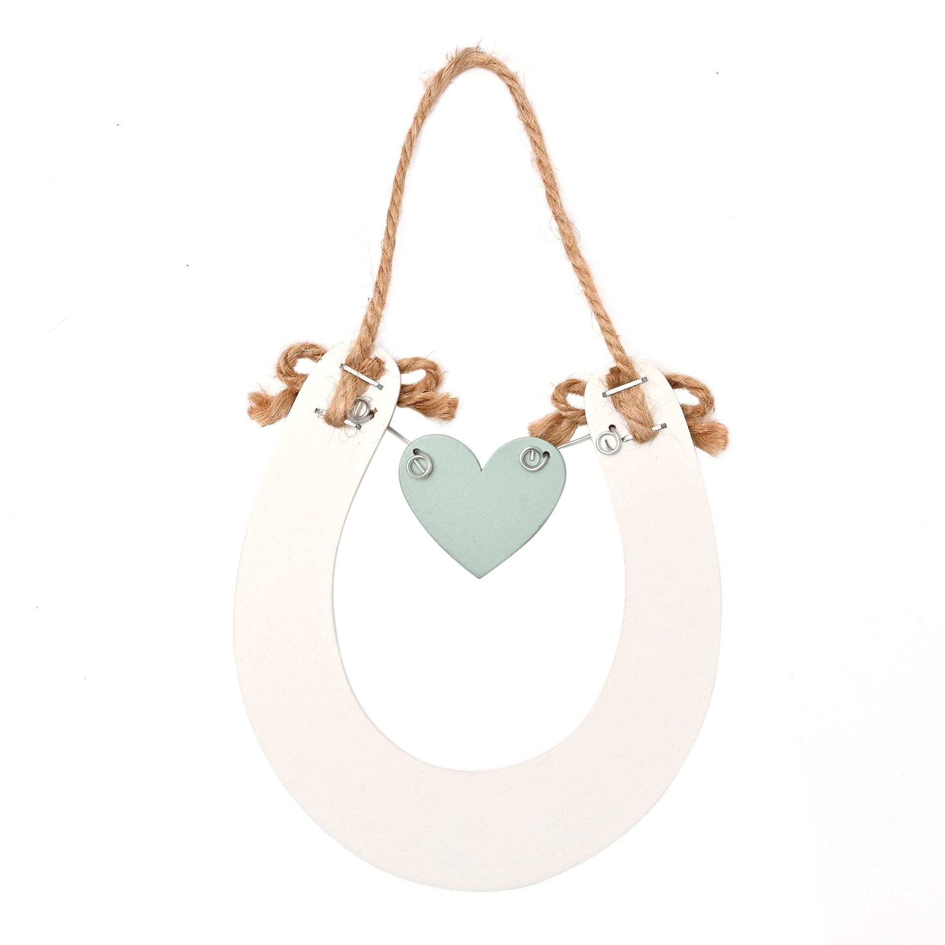 Decorative hanging sign with a heart-shaped tag on a white background