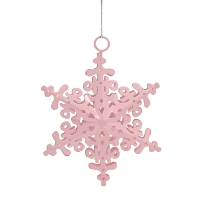 Pink snowflake ornament on a white background