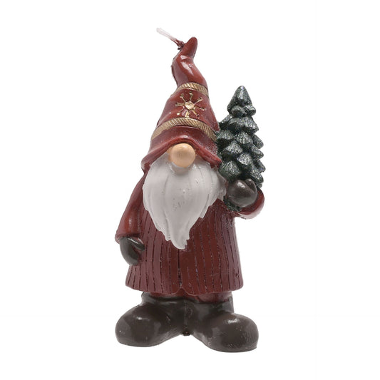 Gnome candle with a tree on a white background