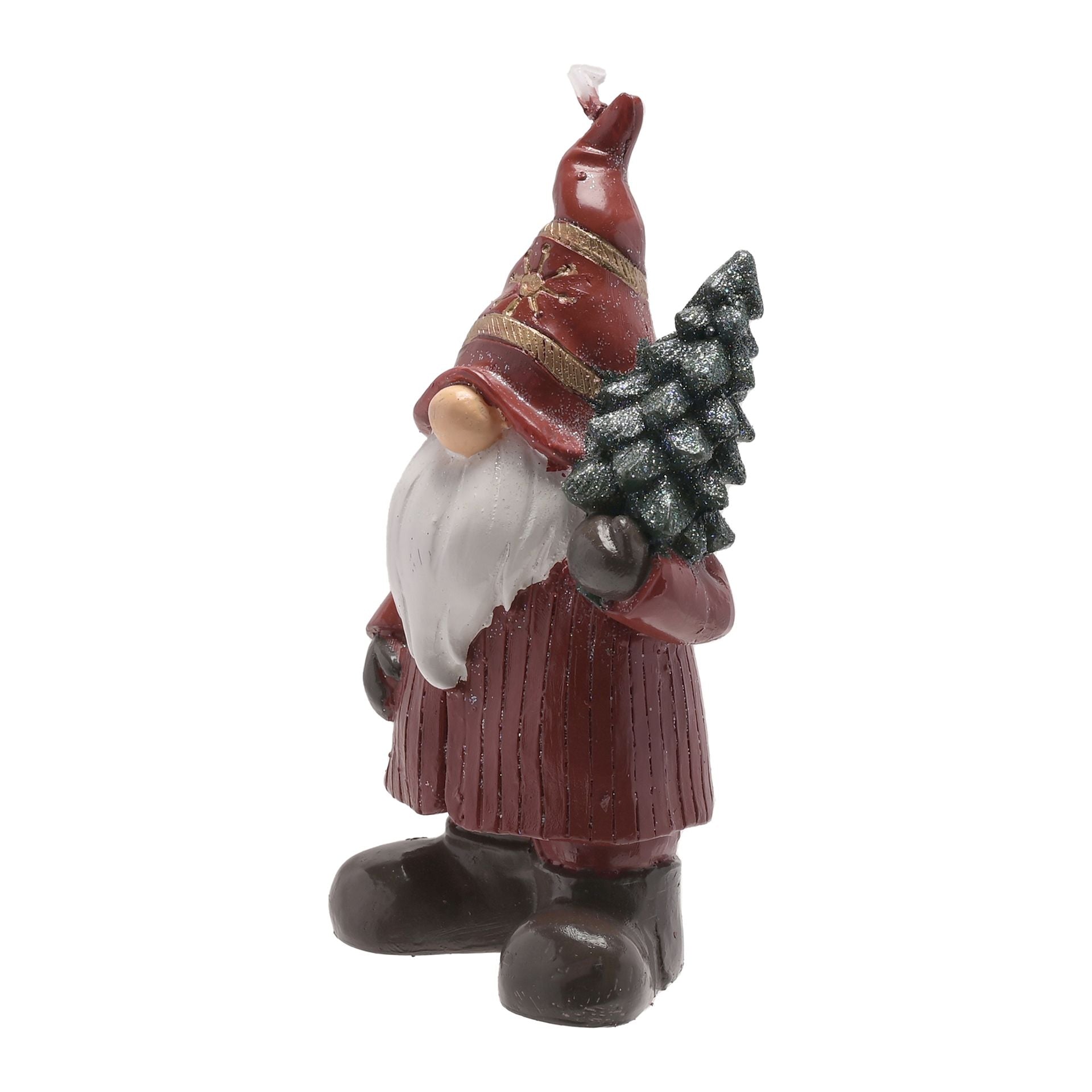 Gnome candle with a tree on a white background