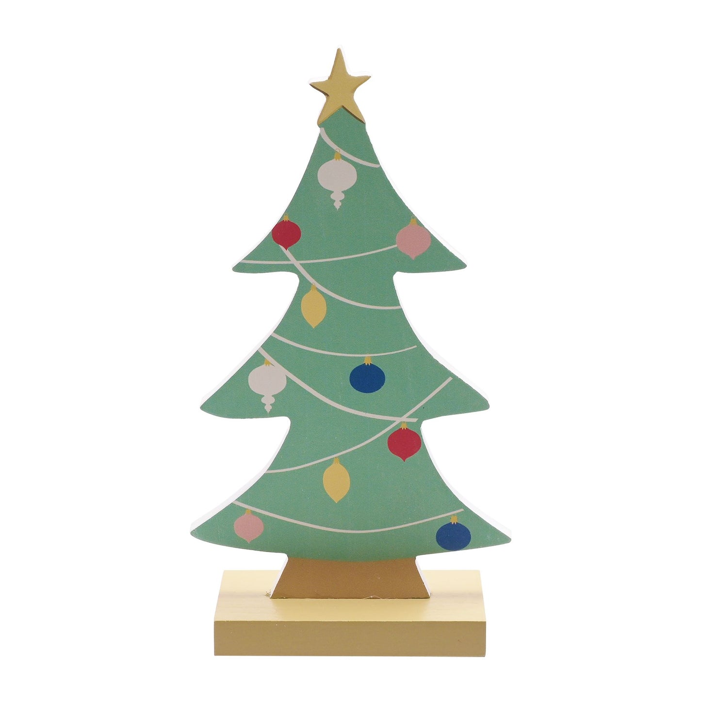 Decorative Christmas tree with colorful ornaments on a white background
