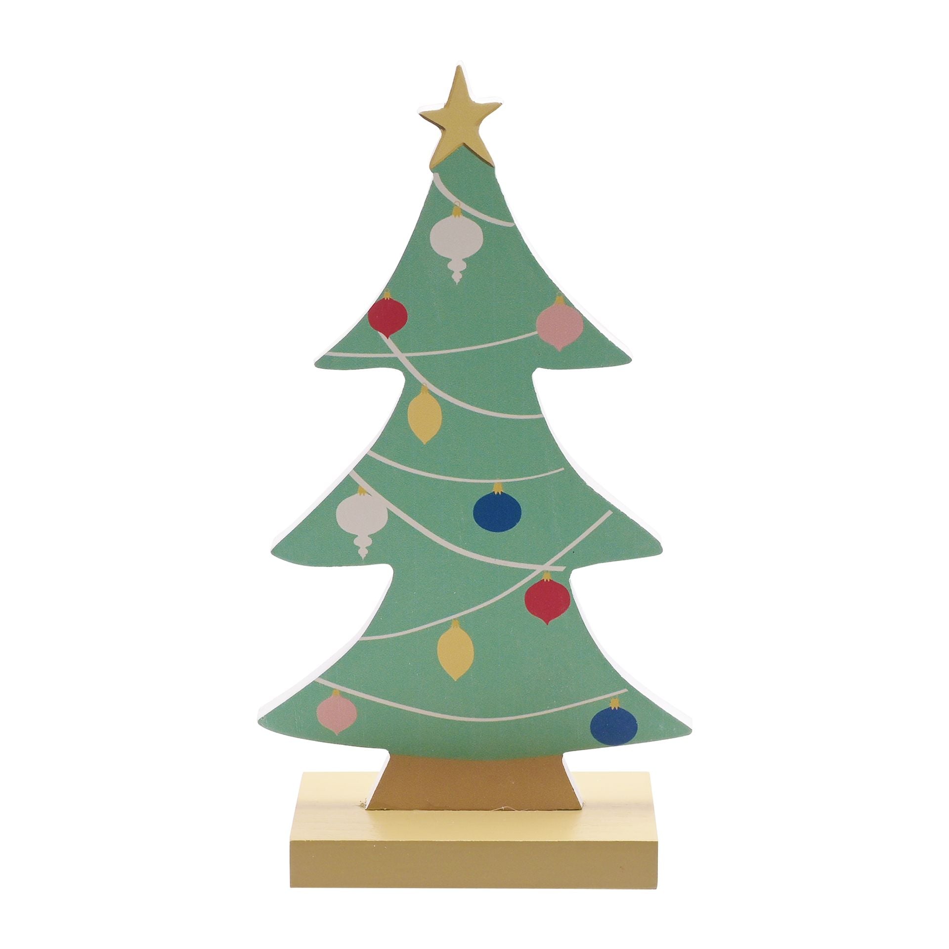 Decorative Christmas tree with colorful ornaments on a white background