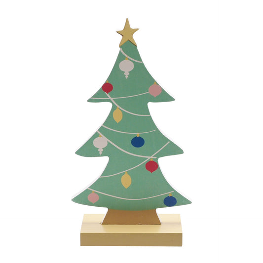 Decorative Christmas tree with colorful ornaments on a white background