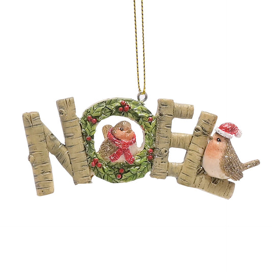 Noel sign with 2 Robins and a Christmas wreath