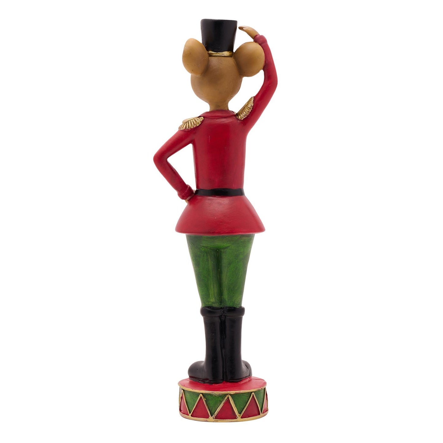 Figurine of a character in a red outfit with green pants and black boots on a white background