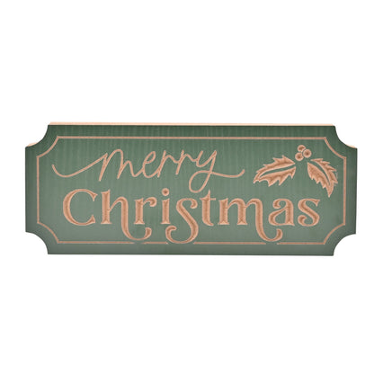 Decorative sign with 'Merry Christmas' text on a white background