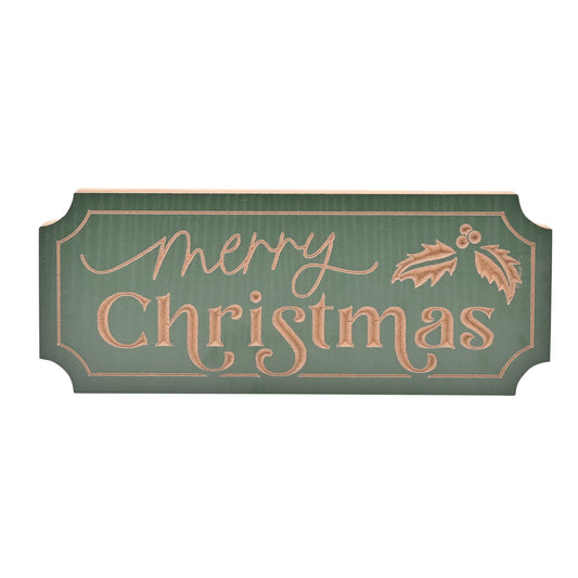 Decorative sign with 'Merry Christmas' text on a white background