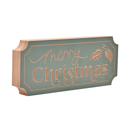 Decorative sign with 'Merry Christmas' text on a white background
