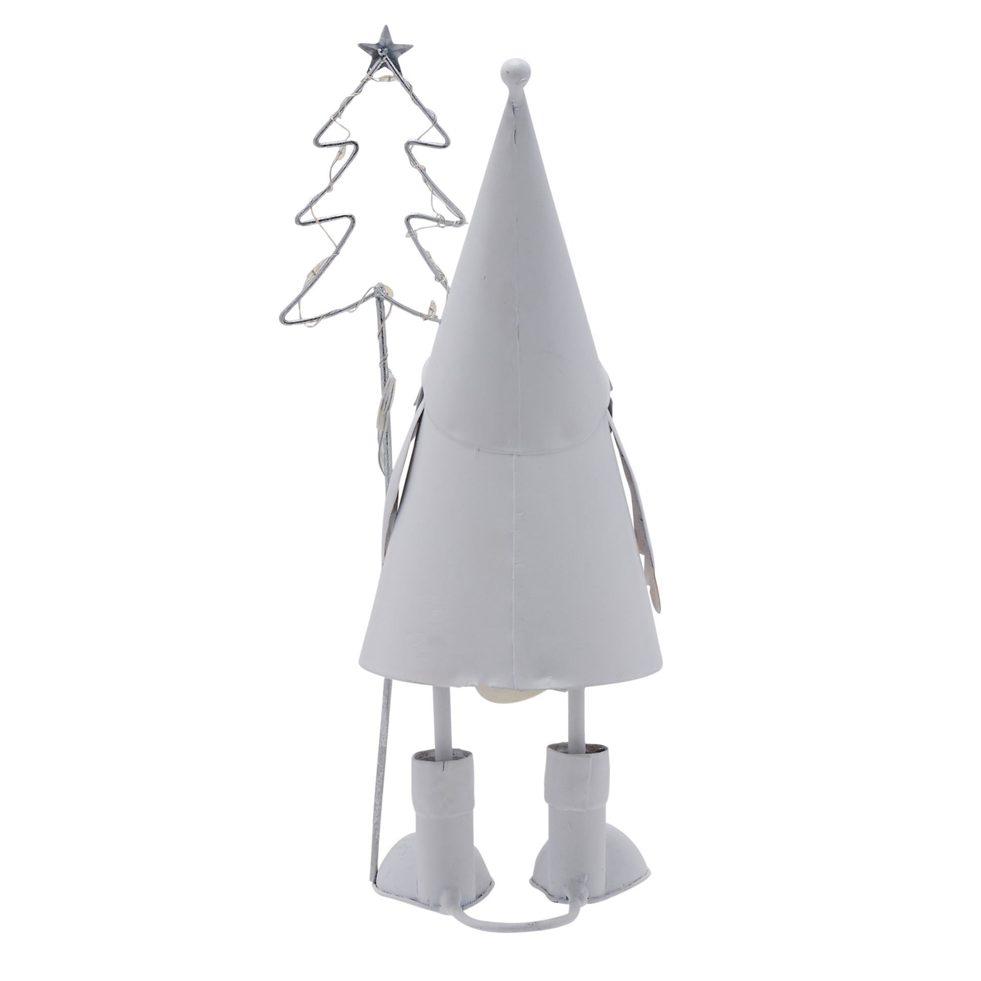Decorative Christmas tree with a cone-shaped top and star on a white background