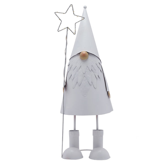 Decorative figure of a gnome with a white hat and star, on a white background