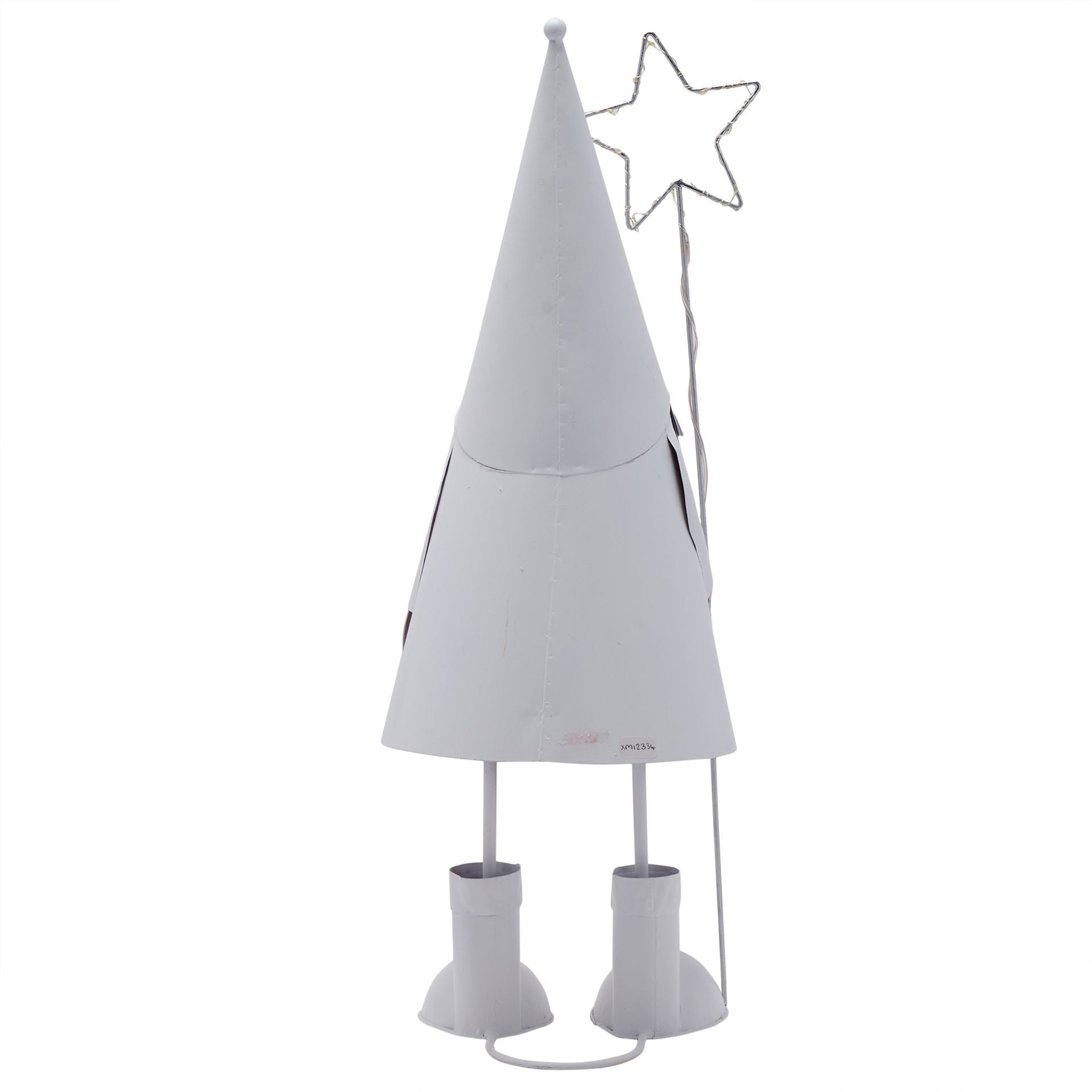 Decorative cone-shaped tree with star topper on a white background