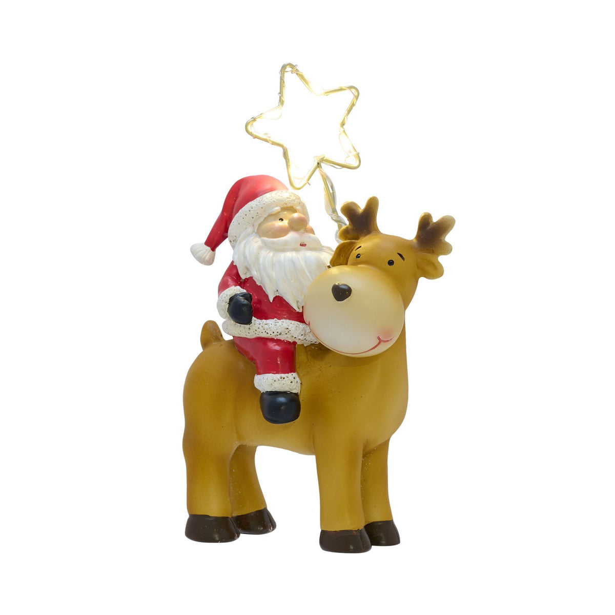 LED Santa On A Reindeer with Star