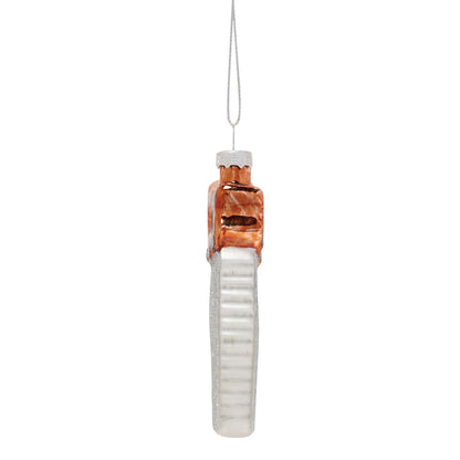 Decorative hanging saw with copper top and white base on a white background
