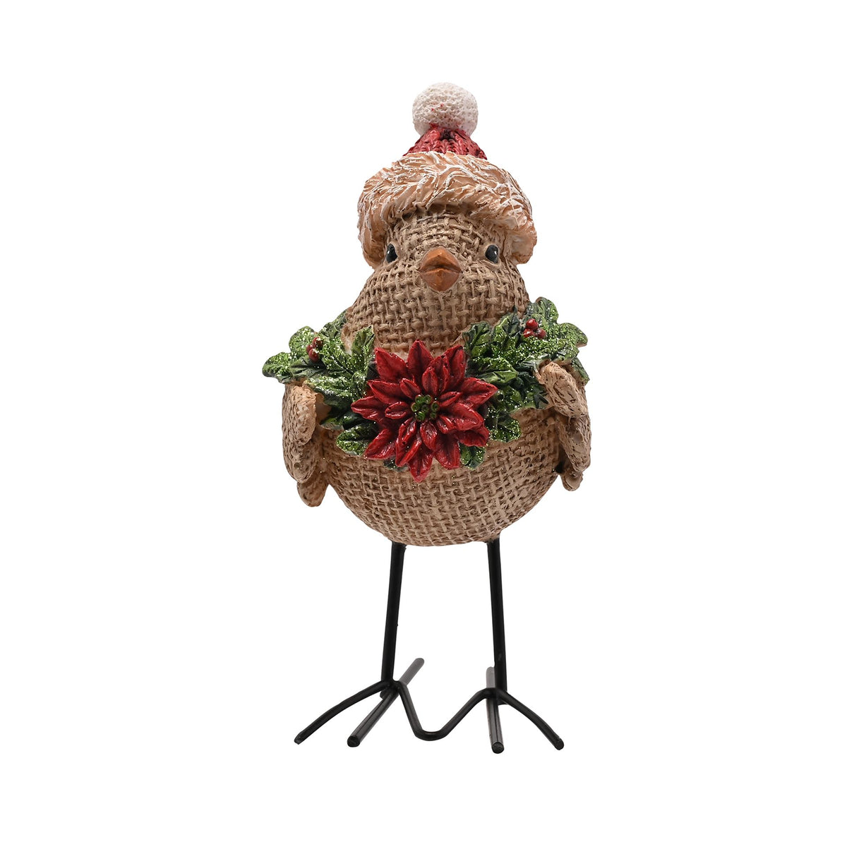 Resin Robin with Santa Hat Figurine
