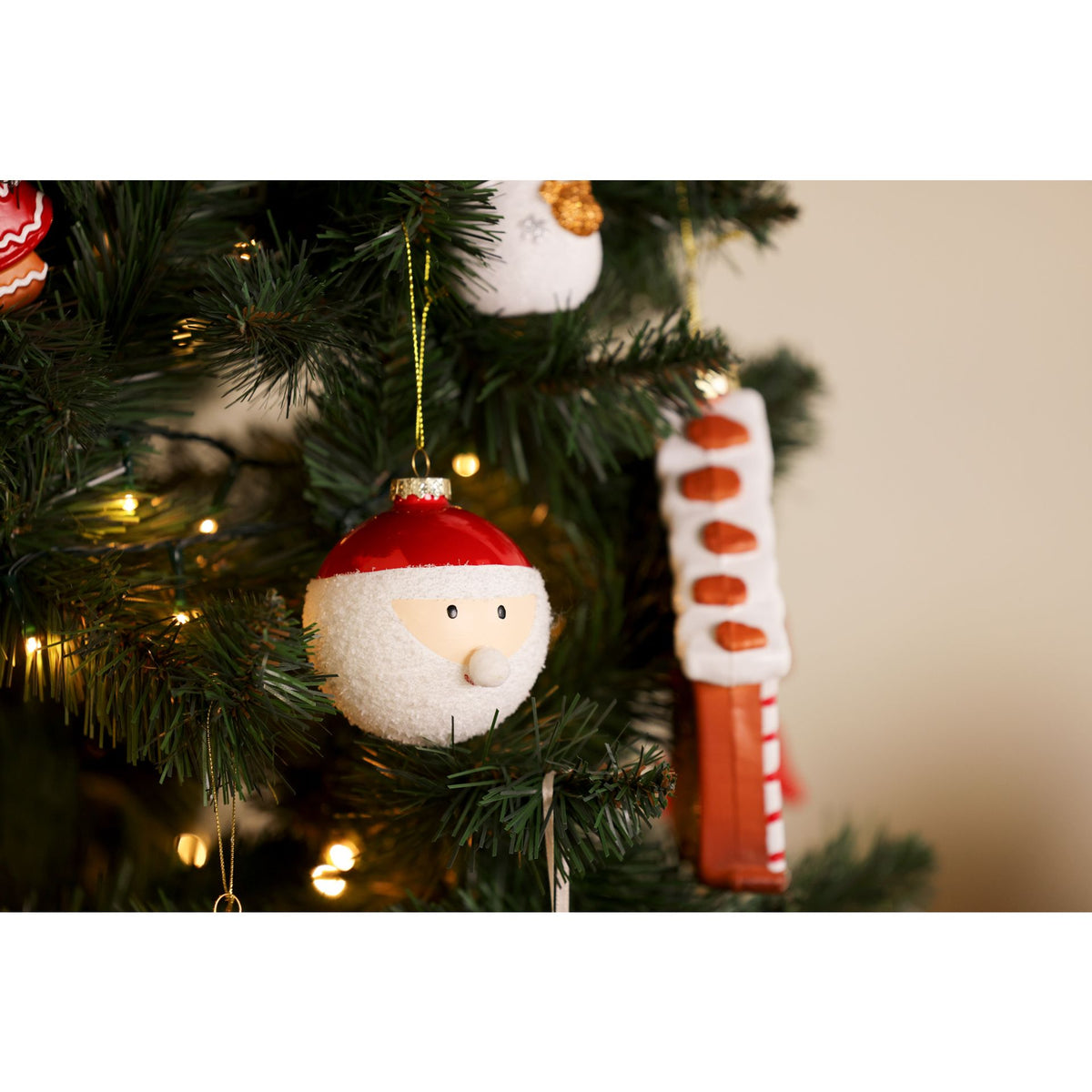 Glass Santa Hanging Christmas Bauble Decoration