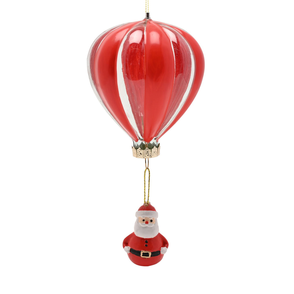 Glass Tree Decoration - Red Hot Air Balloon